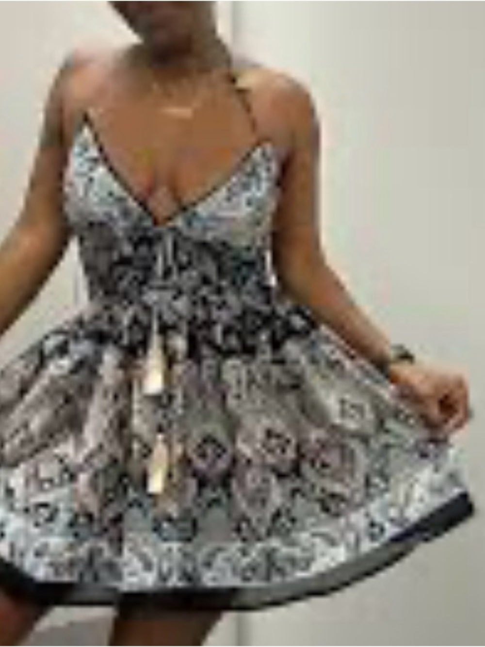 Windsor Black & White Patterned Spaghetti-Strap Mini Dress